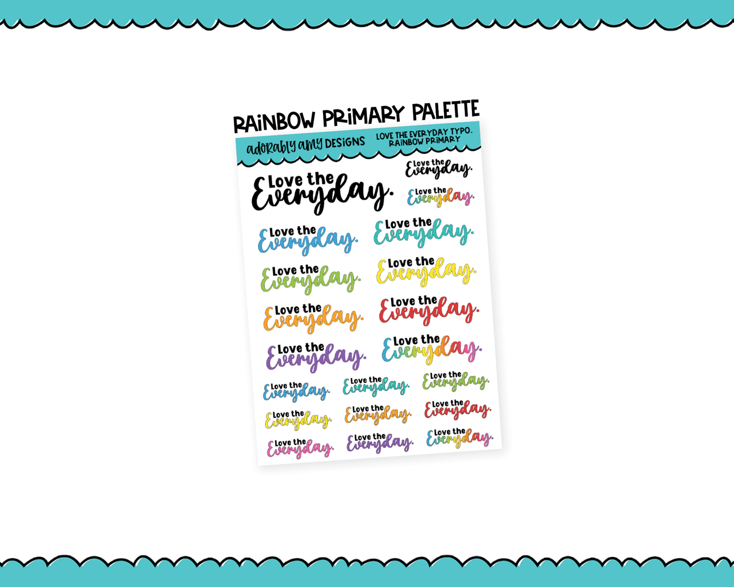 Rainbow or Black Love the Everyday Typography Planner Stickers for any Planner or Insert