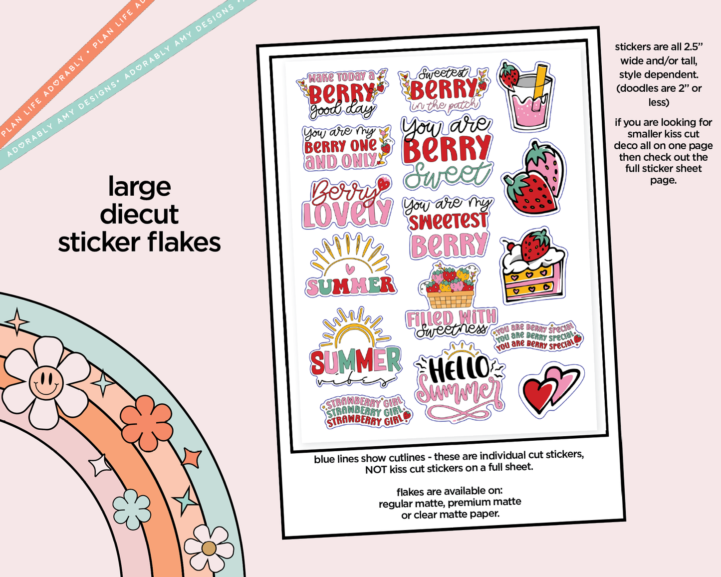 Make Today a Berry Good Day Deco Typography Sampler Planner Stickers