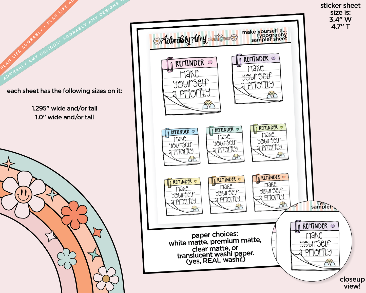 Make Yourself a Priority Typography Sampler Planner Stickers