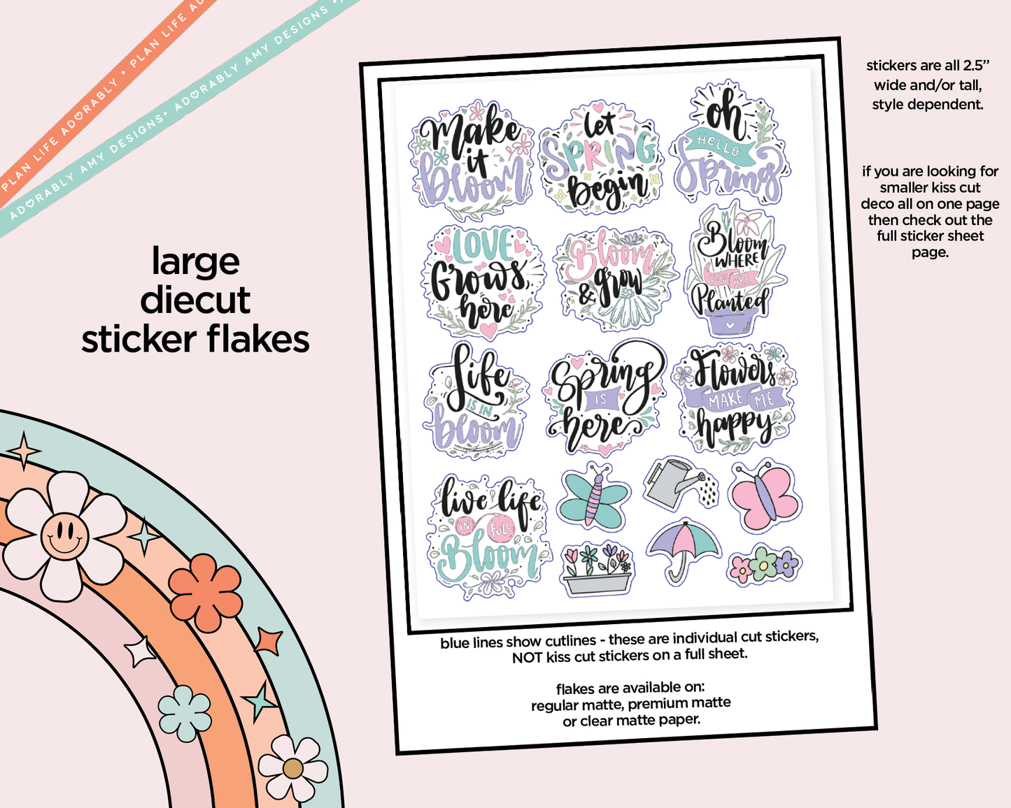 Make it Bloom Deco Typography Sampler Planner Stickers
