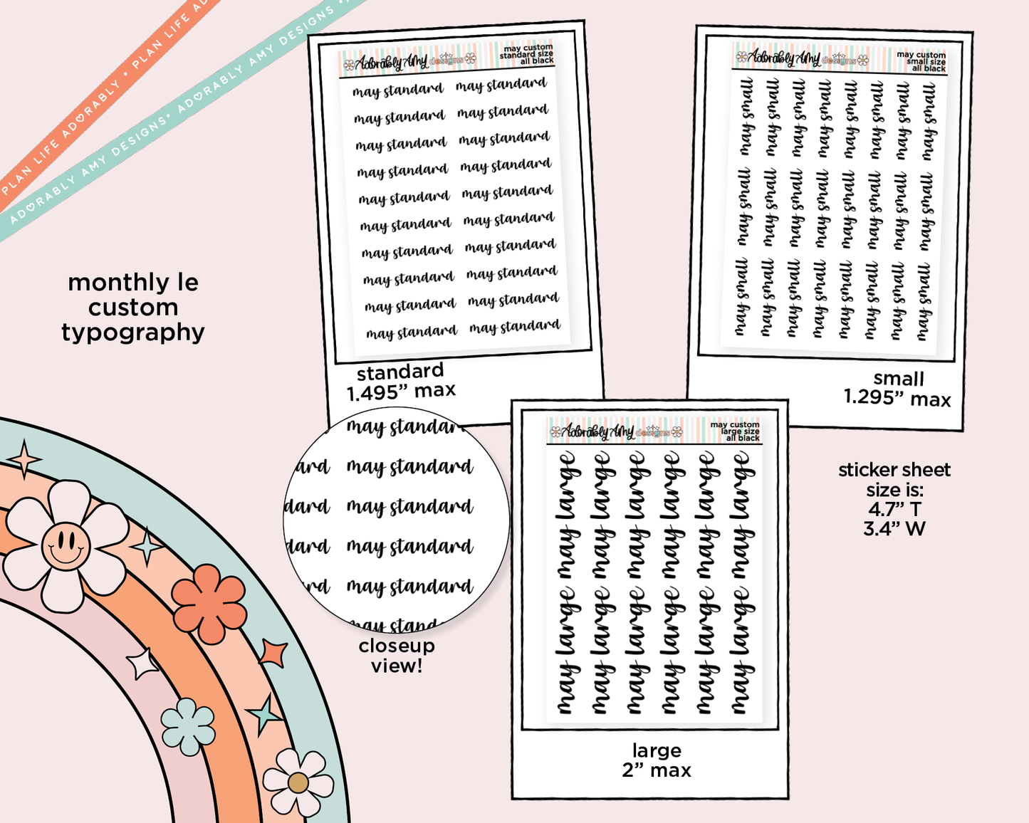 May LE Custom Typography Sticker Reminder Planner Stickers for any Planner or Insert