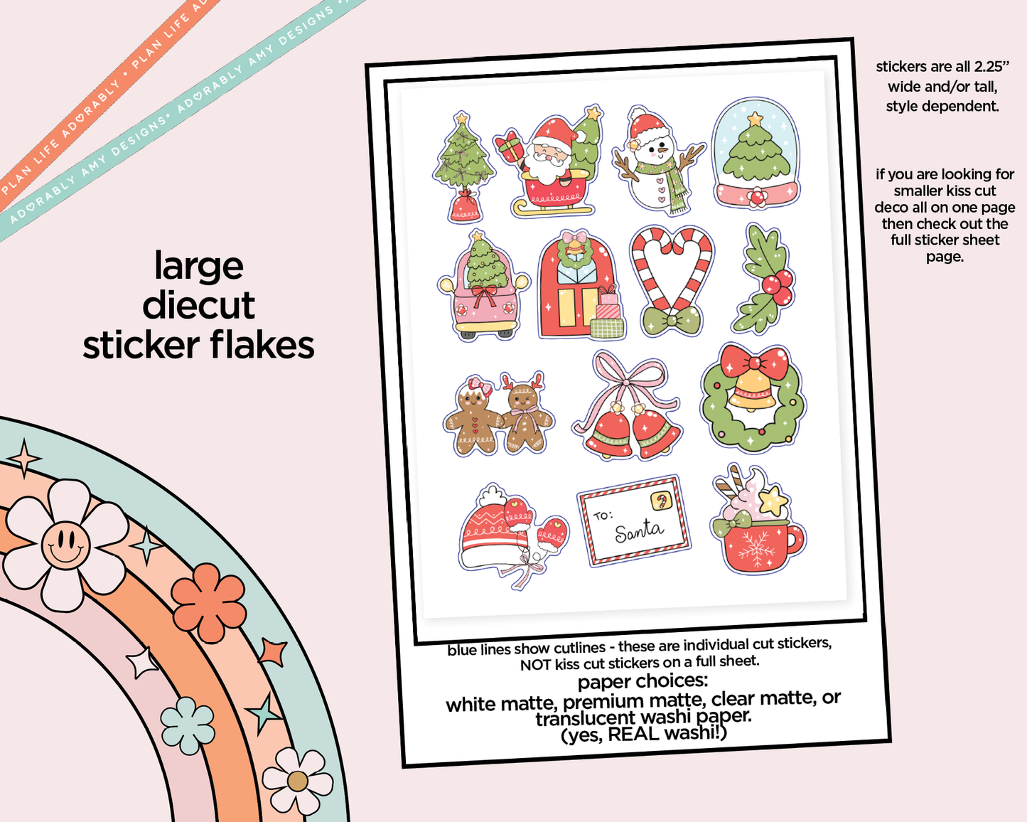 Merry Doodlemas Kawaii Decorative Planner Stickers