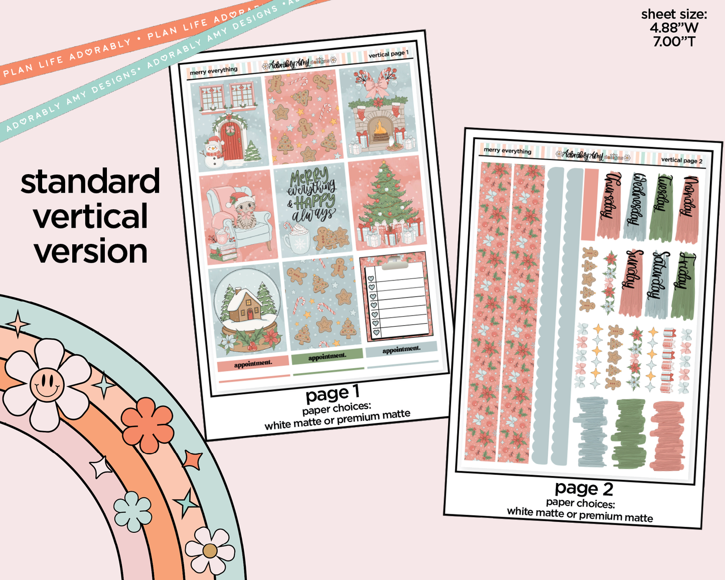 Vertical Merry Everything Weekly Sticker Kit for Vertical Standard Size Planners or Insert
