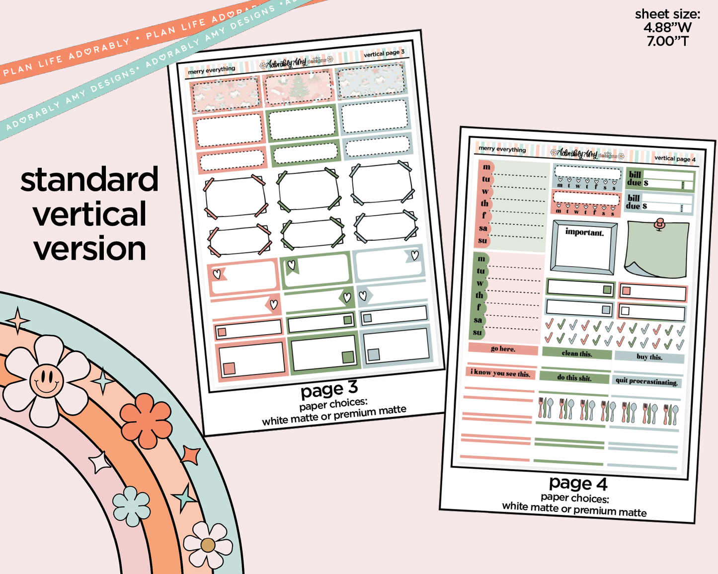 Vertical Merry Everything Weekly Sticker Kit for Vertical Standard Size Planners or Insert
