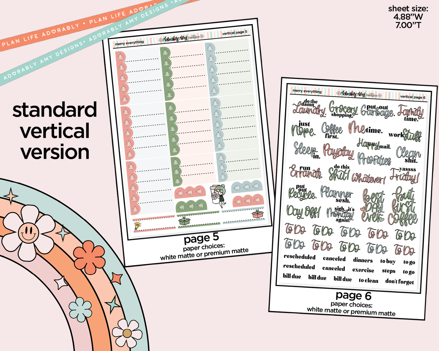 Vertical Merry Everything Weekly Sticker Kit for Vertical Standard Size Planners or Insert