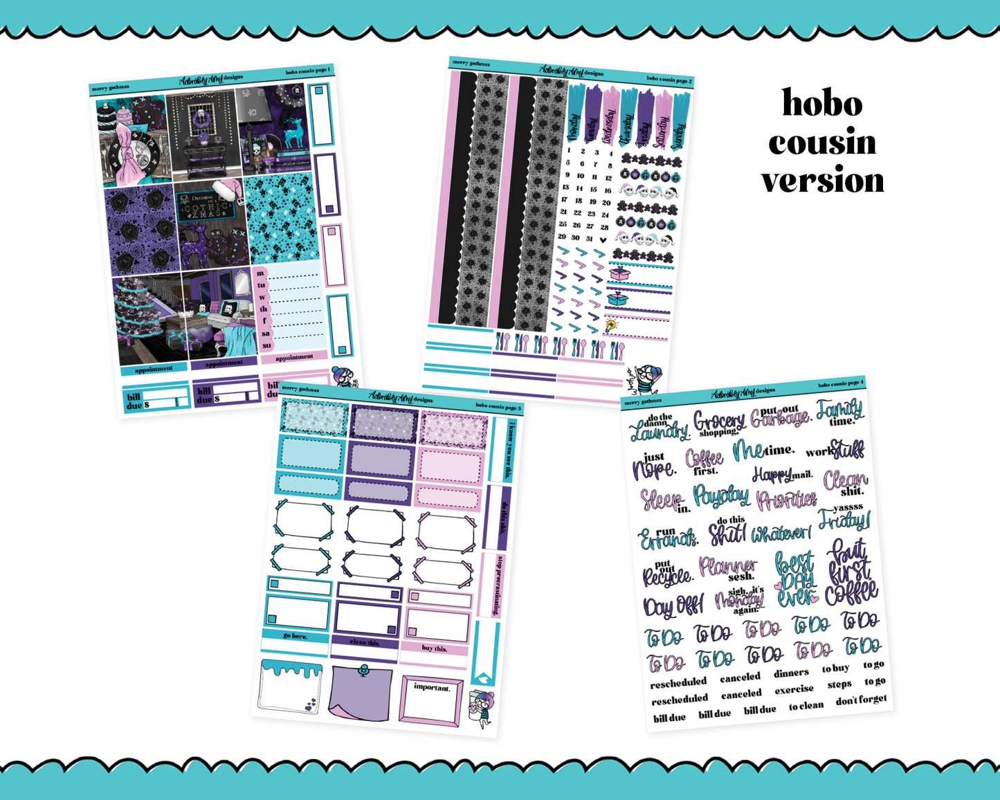 Hobonichi Cousin Weekly Merry Gothmas Christmas Themed Planner Sticker Kit for Hobo Cousin or Similar Planners