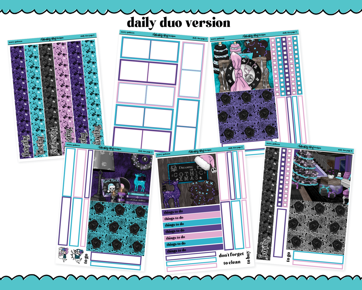 Daily Duo Merry Gothmas Christmas Themed Weekly Planner Sticker Kit for Daily Duo Planner