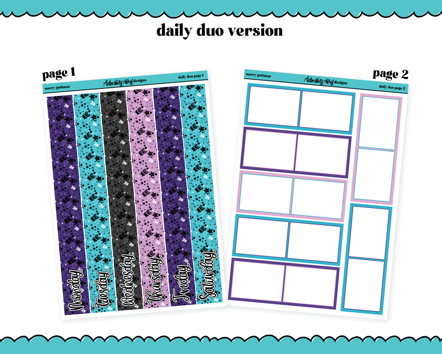 Daily Duo Merry Gothmas Christmas Themed Weekly Planner Sticker Kit for Daily Duo Planner
