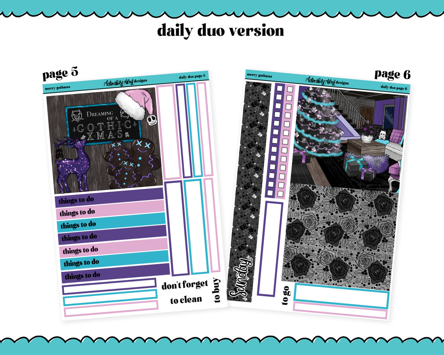 Daily Duo Merry Gothmas Christmas Themed Weekly Planner Sticker Kit for Daily Duo Planner