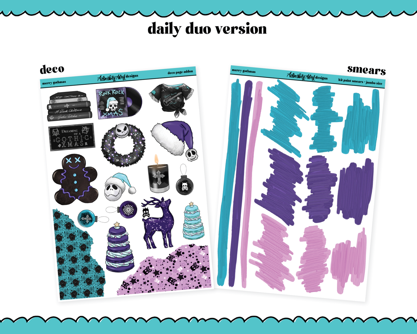 Daily Duo Merry Gothmas Christmas Themed Weekly Planner Sticker Kit for Daily Duo Planner