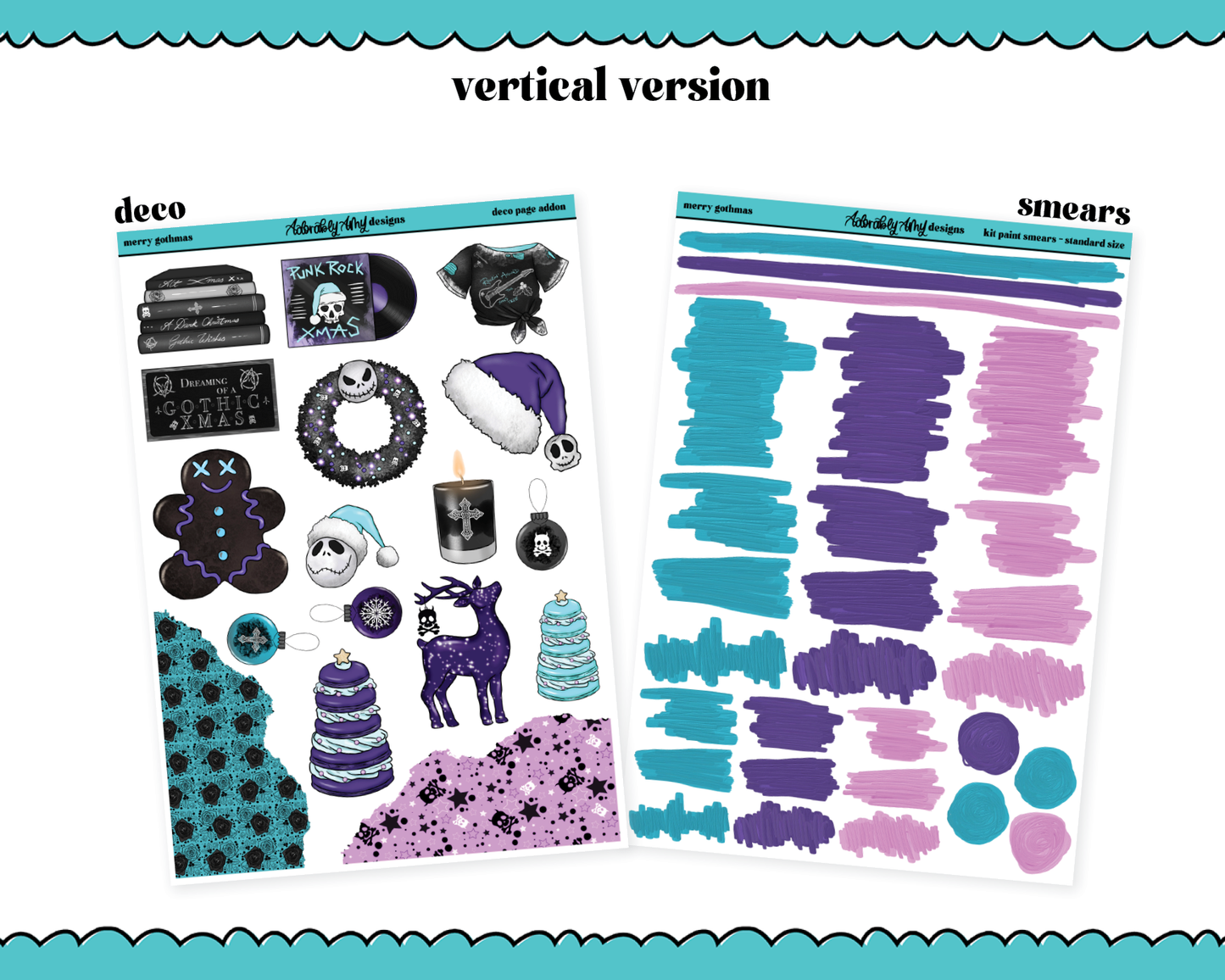 Vertical Merry Gothmas Christmas Themed Planner Sticker Kit for Vertical Standard Size Planners or Inserts