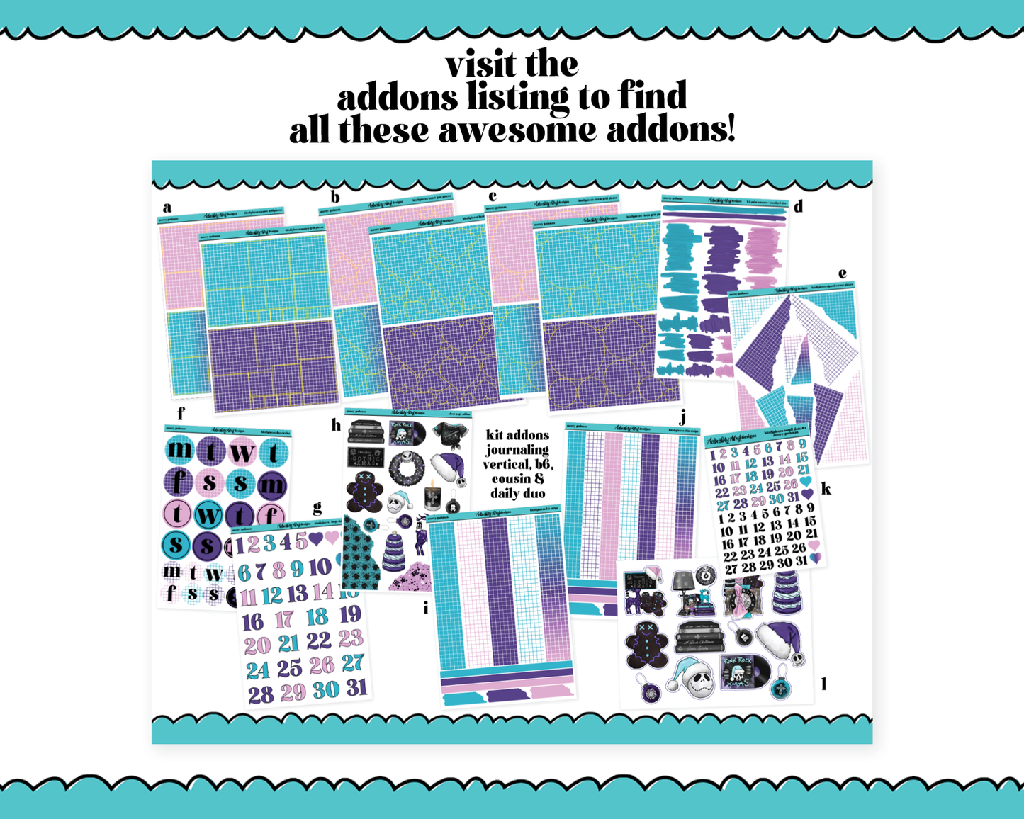 Journaling Kit Merry Gothmas Christmas Themed Planner Sticker Kit