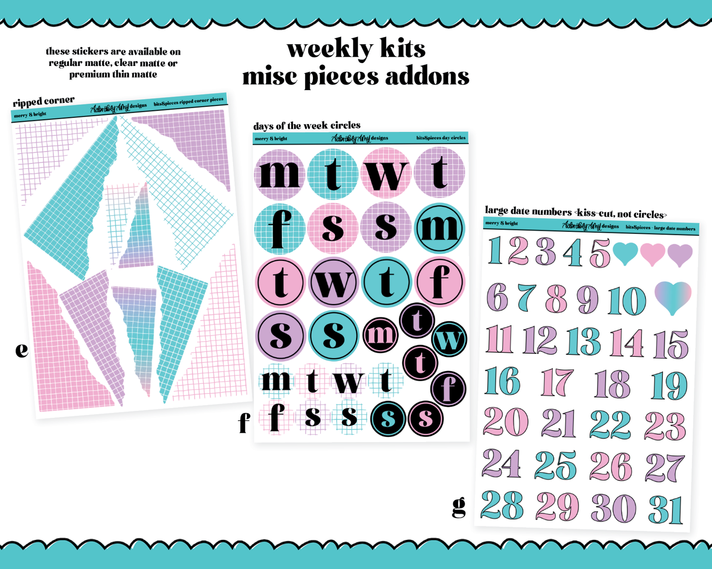 Merry & Bright Christmas Themed Weekly Kit Addons - All Sizes - Deco, Smears and More!