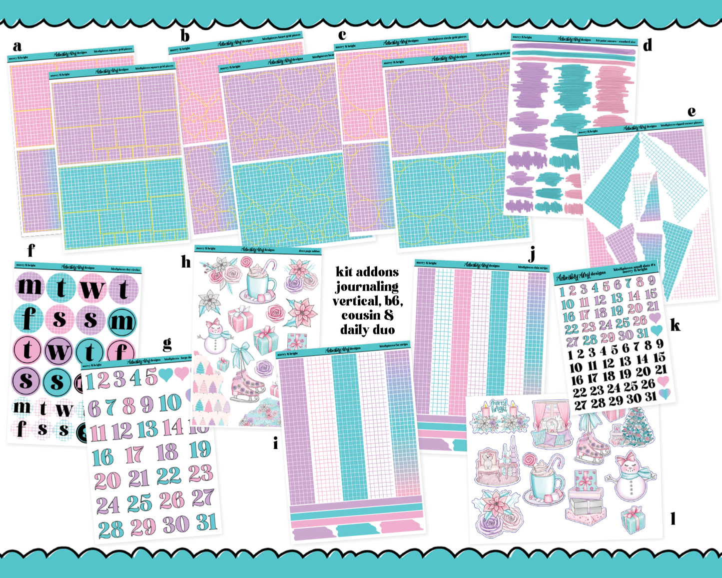 Merry & Bright Christmas Themed Weekly Kit Addons - All Sizes - Deco, Smears and More!