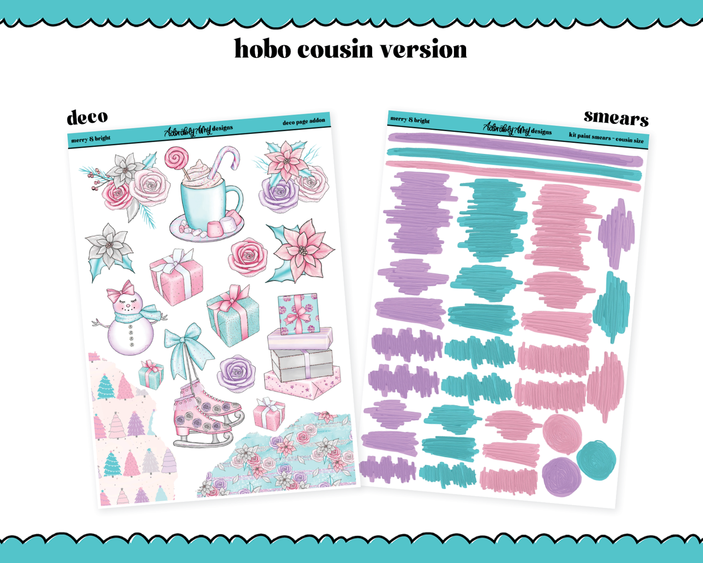Hobonichi Cousin Weekly Merry & Bright Christmas Themed Planner Sticker Kit for Hobo Cousin or Similar Planners