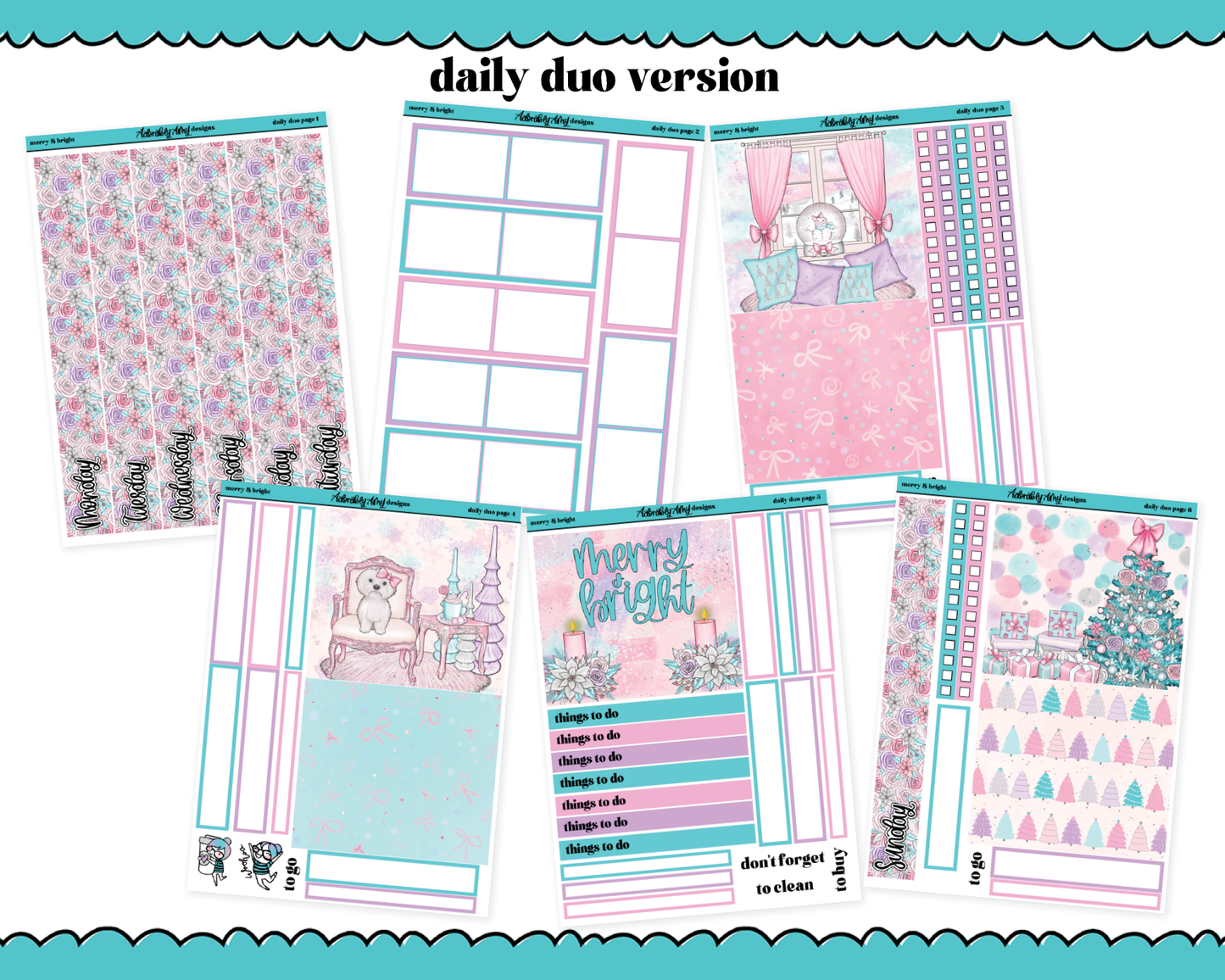 Daily Duo Merry & Bright Christmas Themed Weekly Planner Sticker Kit for Daily Duo Planner