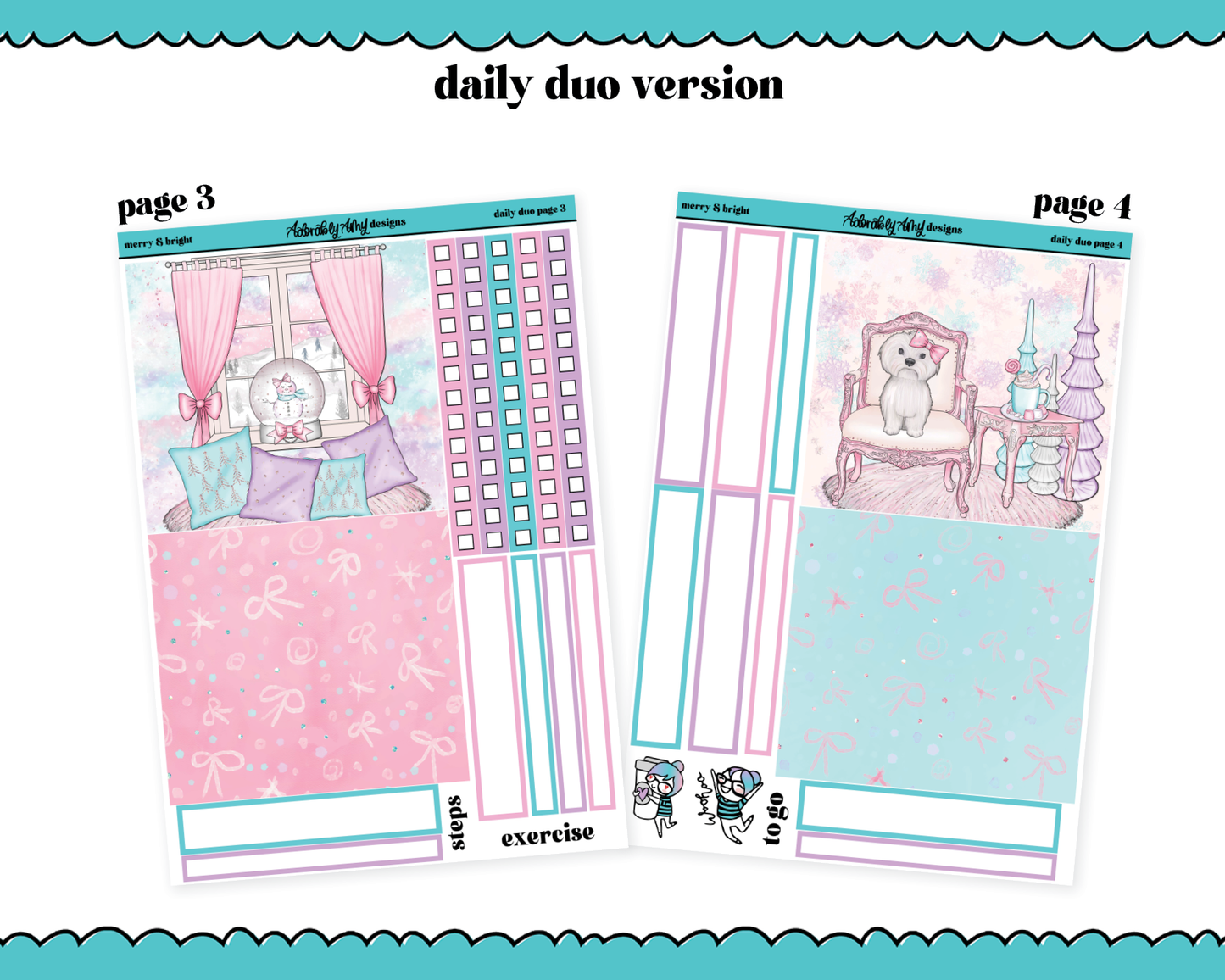 Daily Duo Merry & Bright Christmas Themed Weekly Planner Sticker Kit for Daily Duo Planner