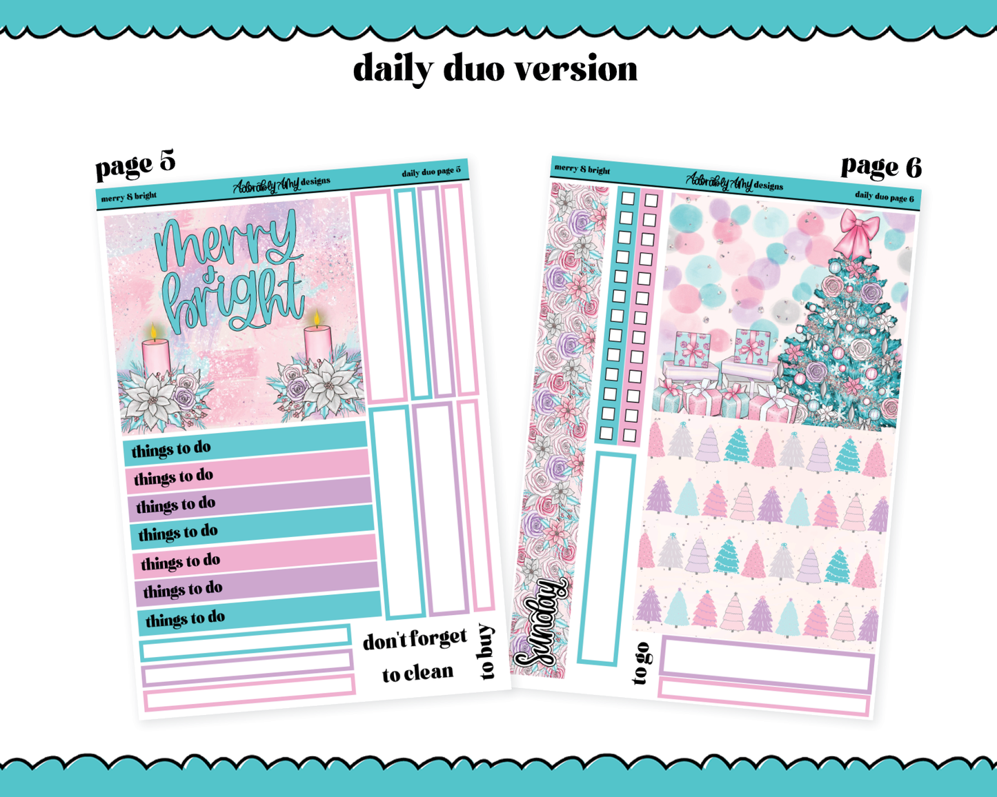 Daily Duo Merry & Bright Christmas Themed Weekly Planner Sticker Kit for Daily Duo Planner