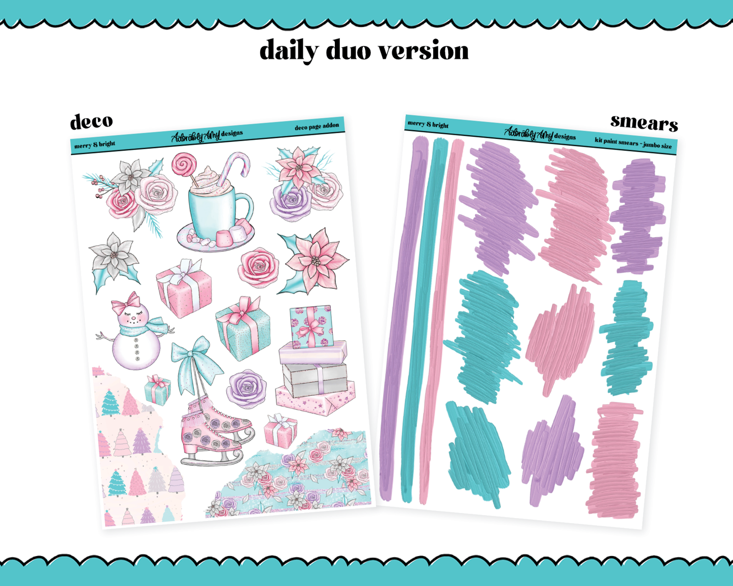 Daily Duo Merry & Bright Christmas Themed Weekly Planner Sticker Kit for Daily Duo Planner