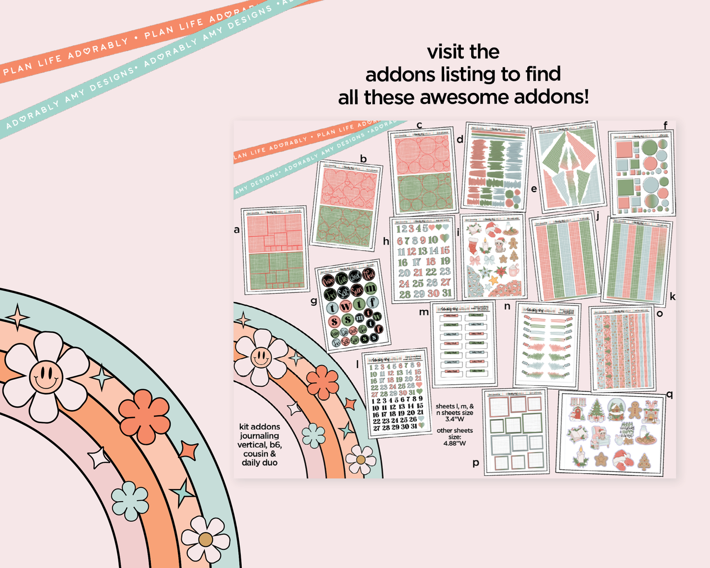 Vertical Merry Everything Weekly Sticker Kit for Vertical Standard Size Planners or Insert
