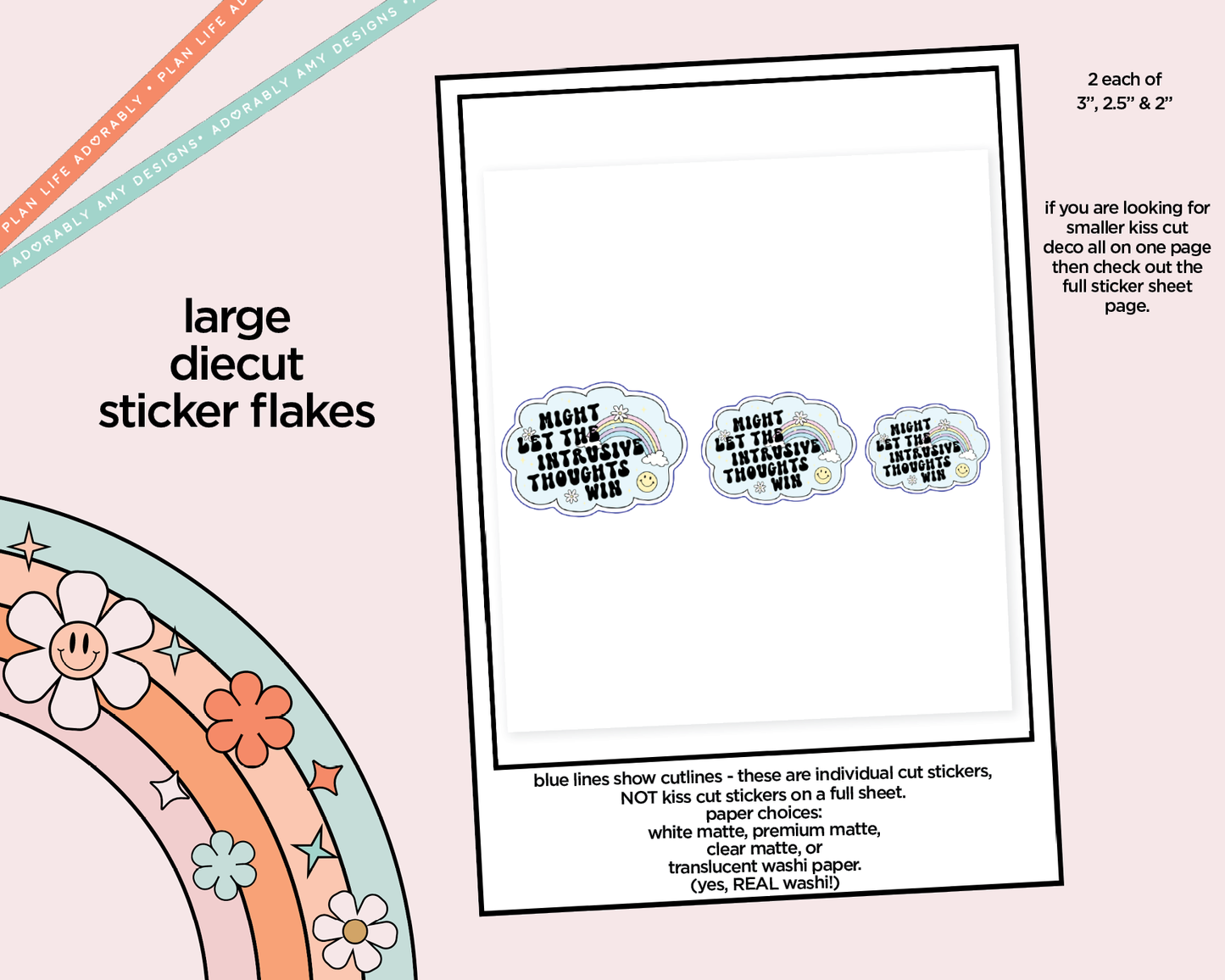 Might Let the Intrusive Thoughts Win Typography Sampler Planner Stickers