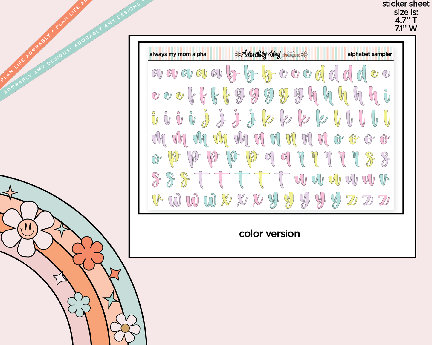 Always My Mom, Forever My Friend Alphabet Stickers Deco Typography Sampler Planner Stickers - Adorably Amy Designs