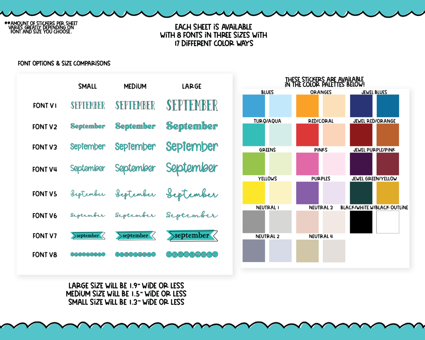 Rainbow or Black Months of the Year - 8 Fonts - Stickers Planner Stickers for any Planner or Insert