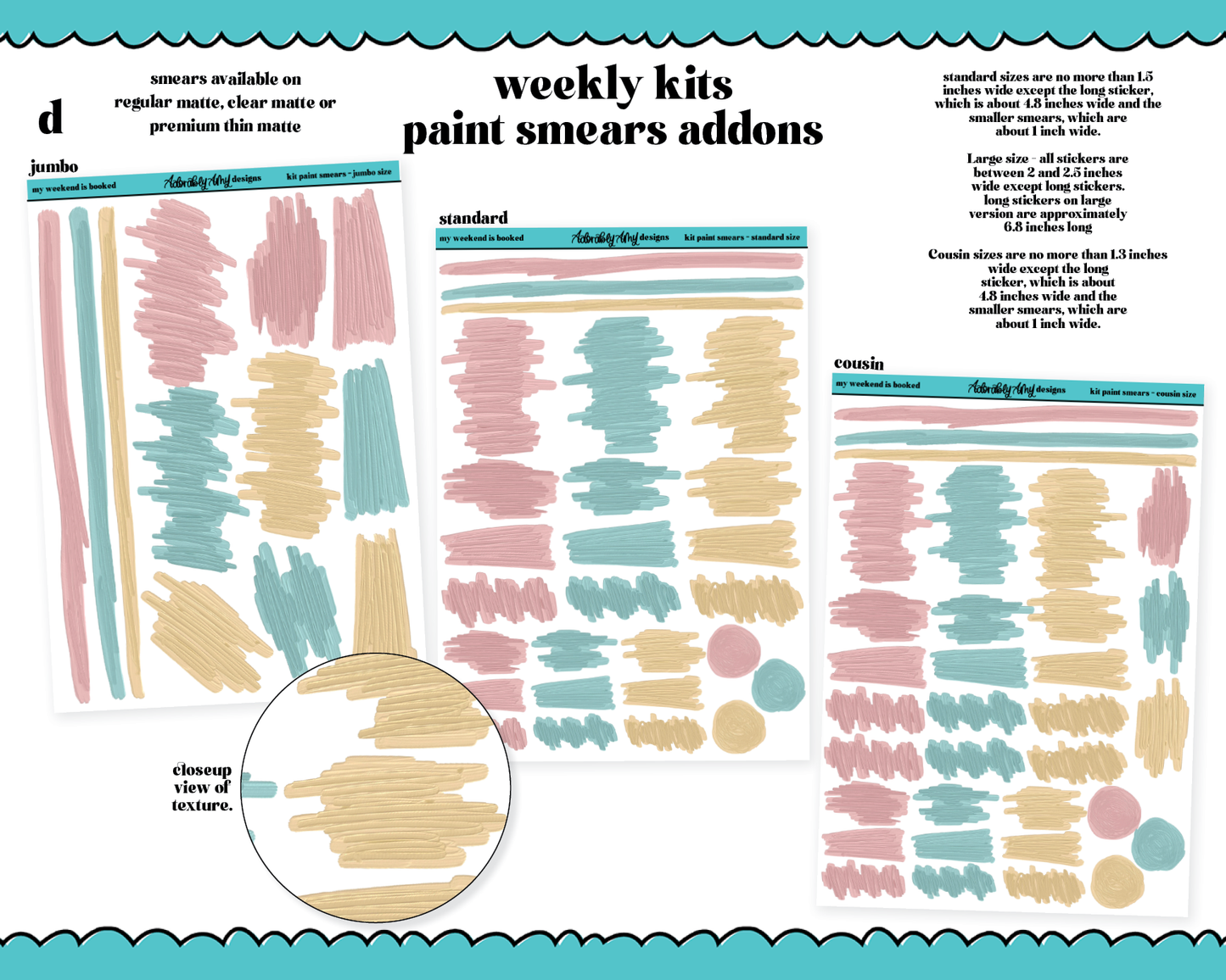 My Weekend is Booked Weekly Kit Addons - All Sizes - Deco, Smears and More!