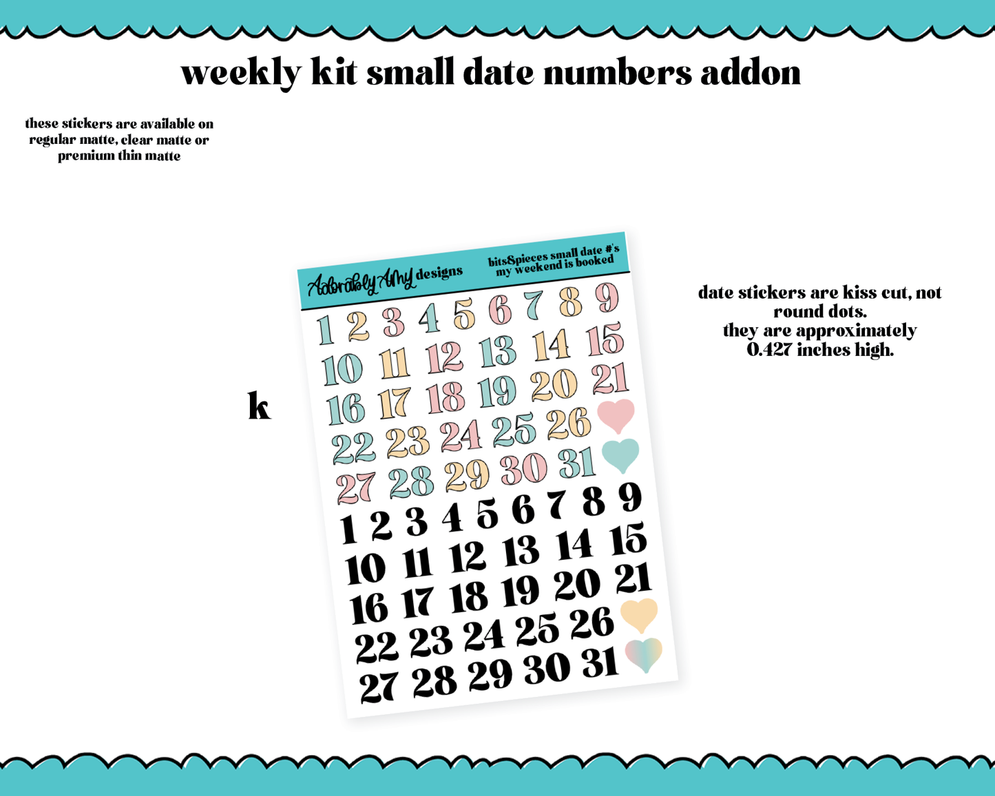 My Weekend is Booked Weekly Kit Addons - All Sizes - Deco, Smears and More!