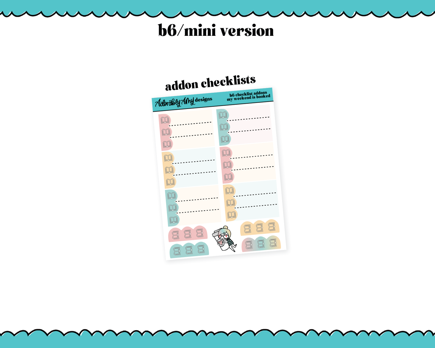 Mini B6 My Weekend is Booked Reading & Books Themed Weekly Planner Sticker Kit sized for ANY Vertical Insert