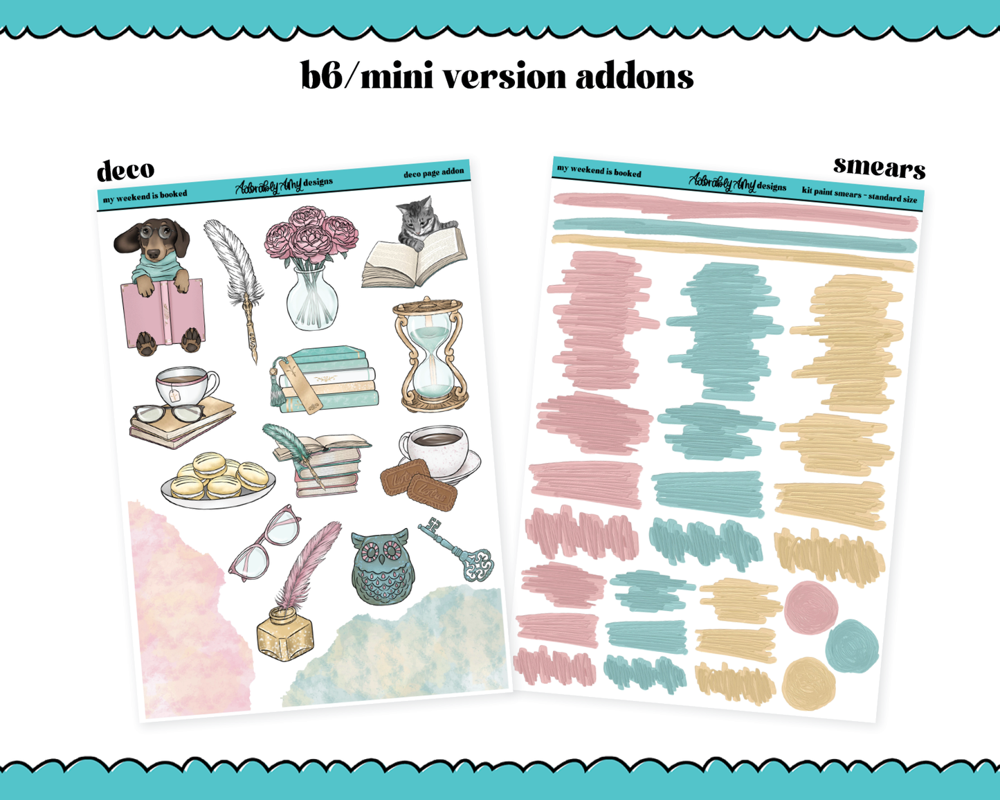 Mini B6 My Weekend is Booked Reading & Books Themed Weekly Planner Sticker Kit sized for ANY Vertical Insert