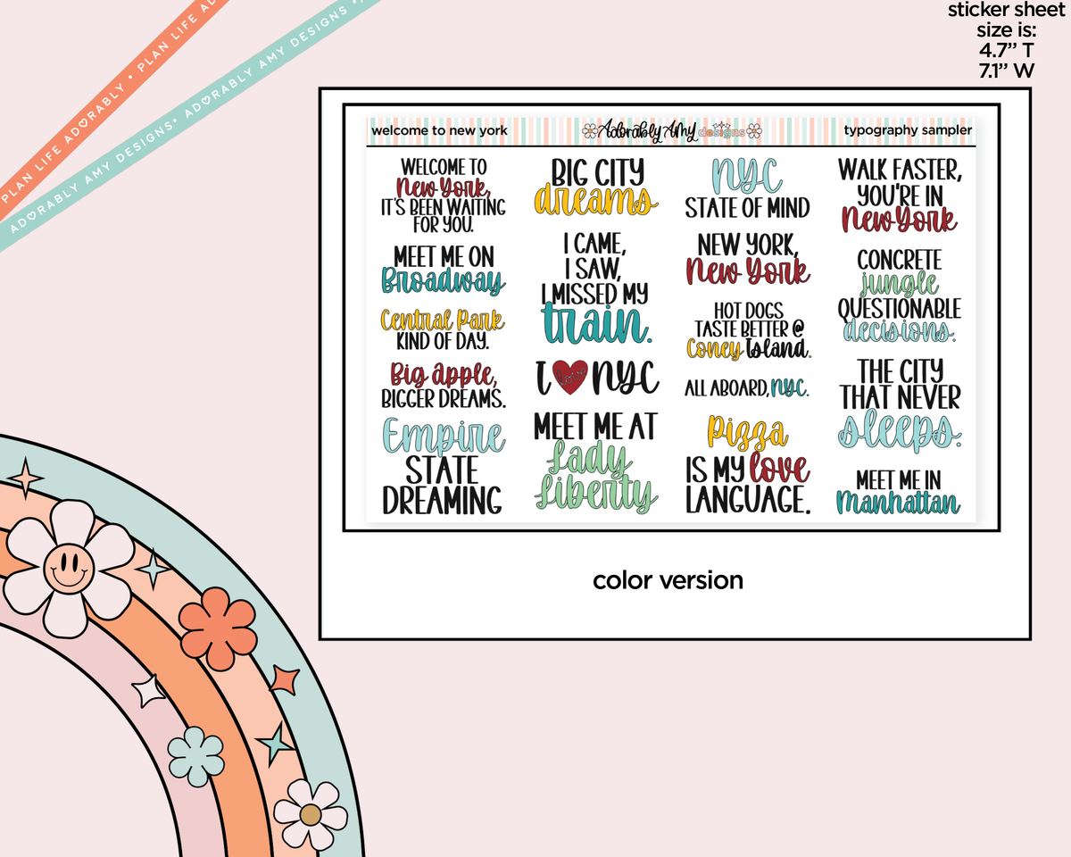 Welcome to New York Typography Sampler Planner Stickers