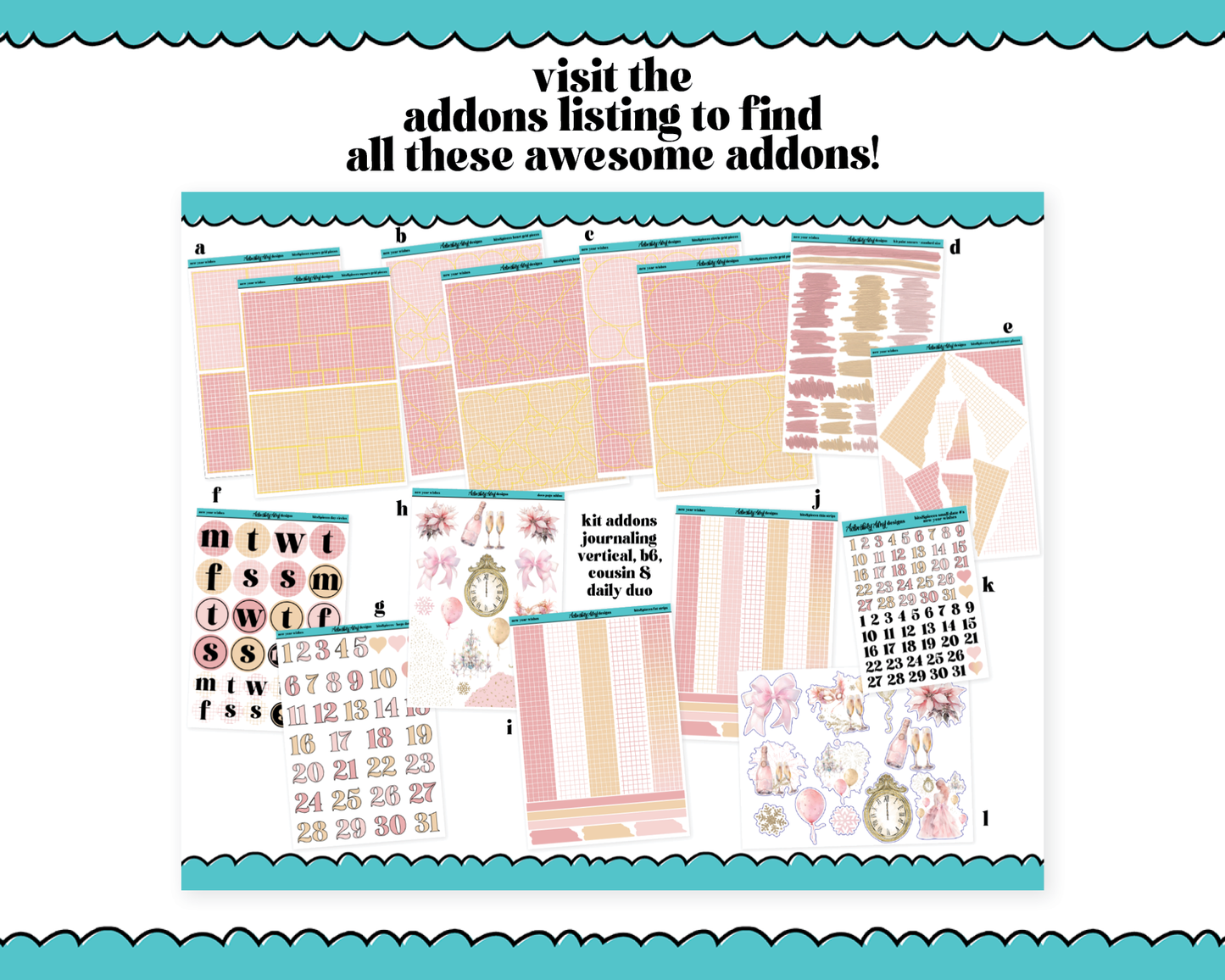 Journaling and Daily Planning New Year Wishes Planner Sticker Kit