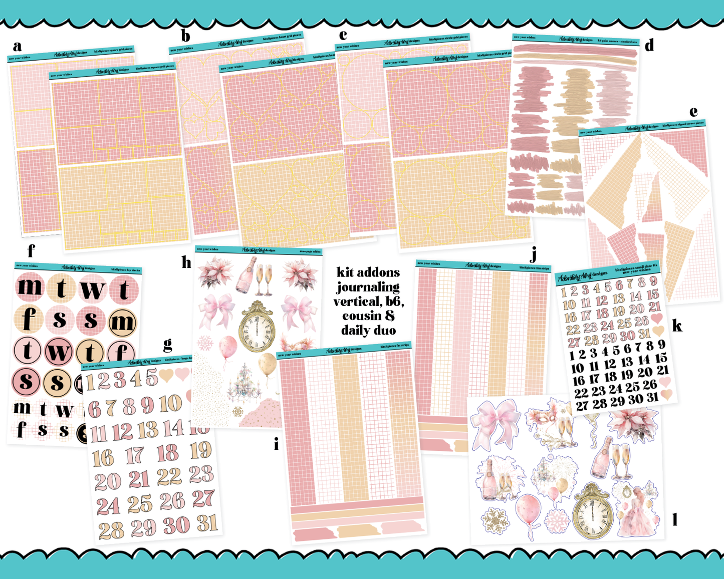 New Year Wishes Weekly Kit Addons - All Sizes - Deco, Smears and More!