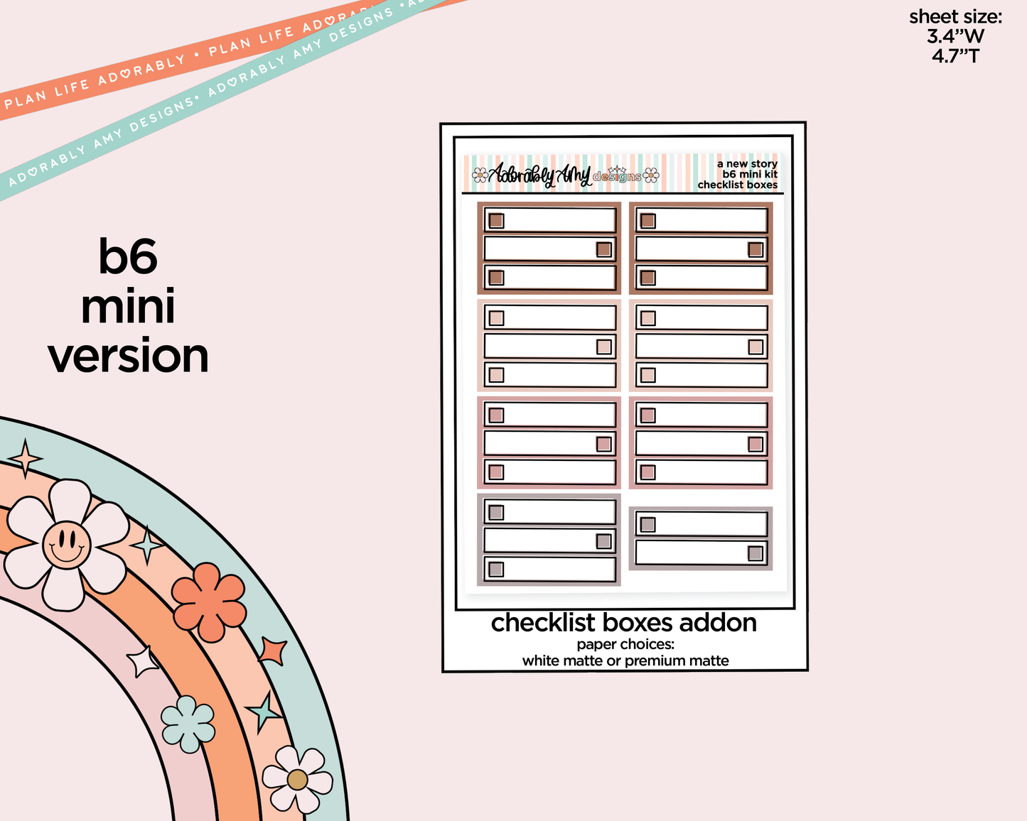 Mini B6 A New Story Planner Sticker Kit sized for ANY Vertical Insert