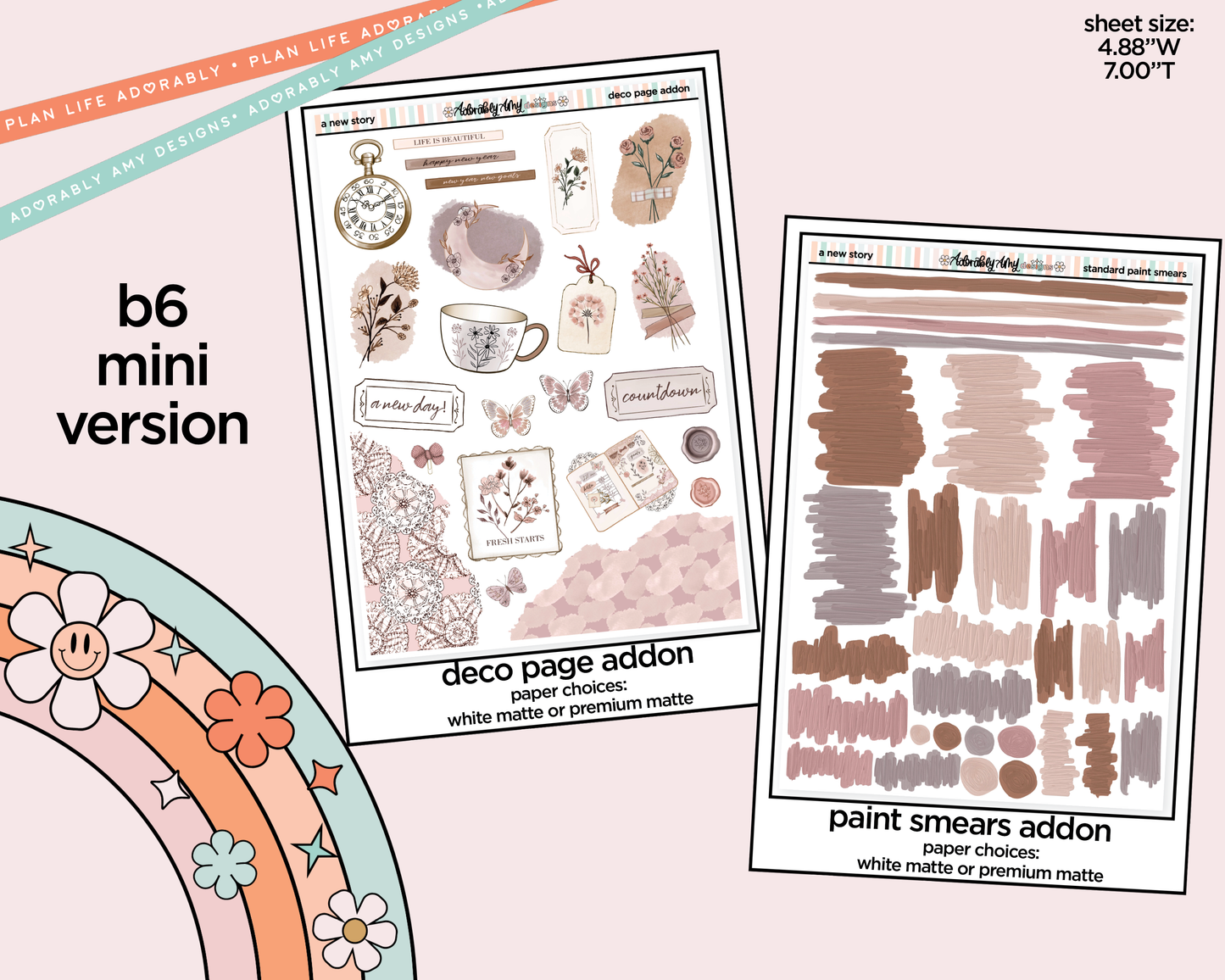 Mini B6 A New Story Planner Sticker Kit sized for ANY Vertical Insert