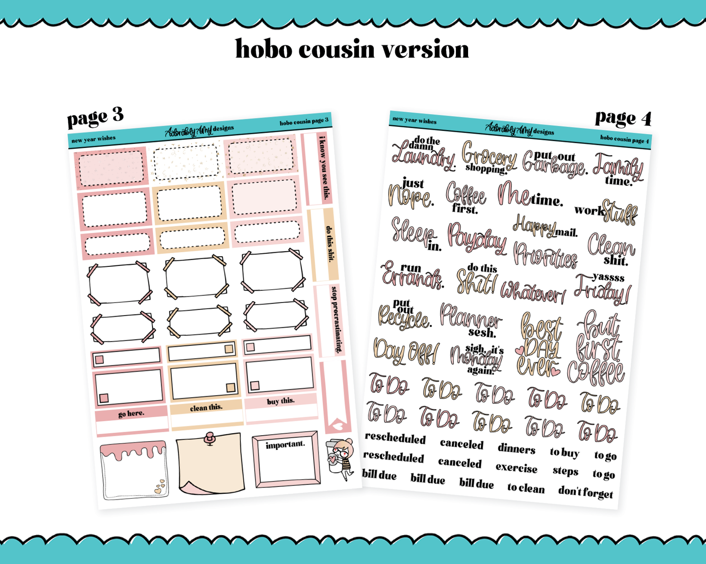 Hobonichi Cousin Weekly New Year Wishes Planner Sticker Kit for Hobo Cousin or Similar Planners