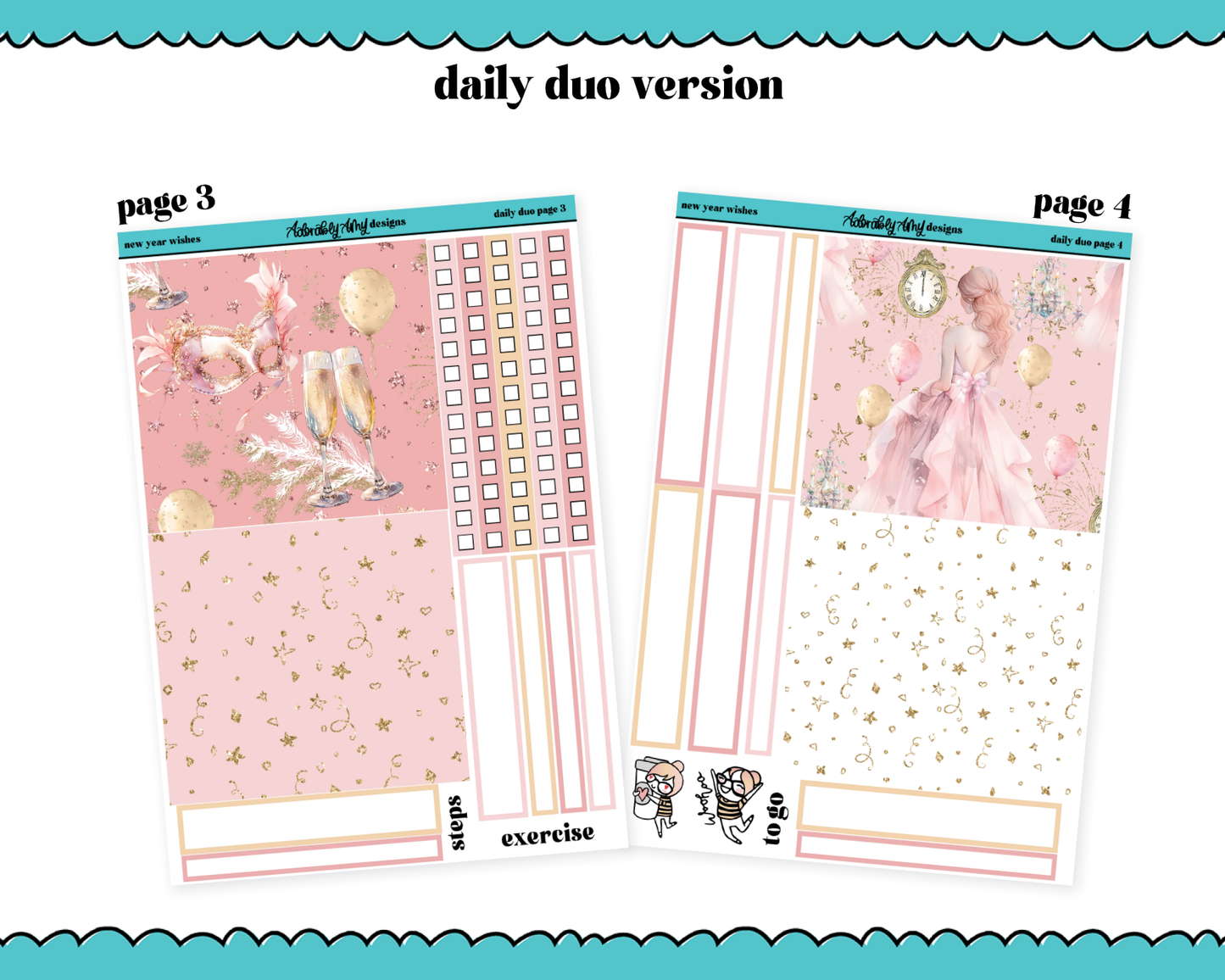 Daily Duo New Years Wishes Weekly Planner Sticker Kit for Daily Duo Planner