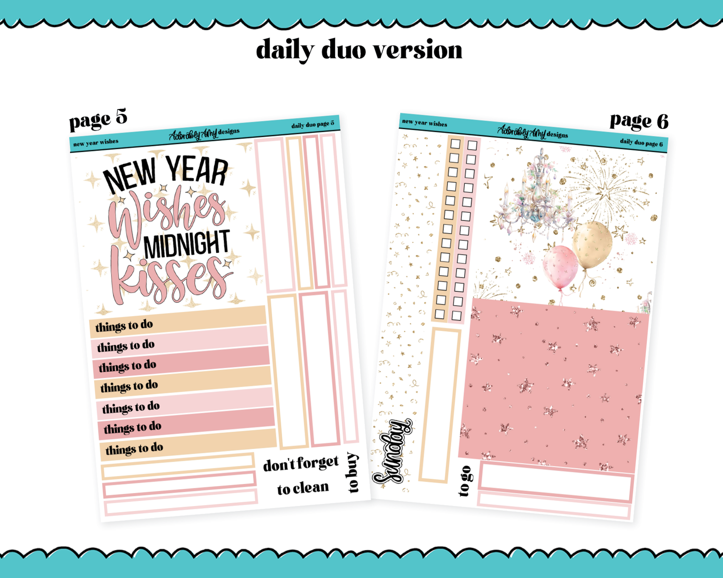 Daily Duo New Years Wishes Weekly Planner Sticker Kit for Daily Duo Planner