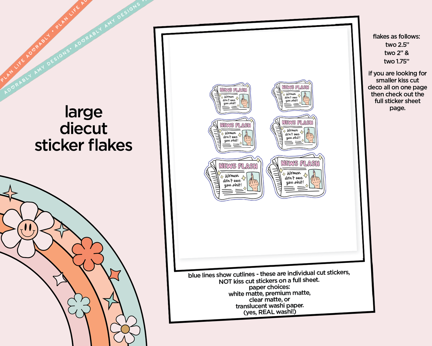 Newsflash! Women Don't Owe You Shit! Typography Sampler Planner Stickers