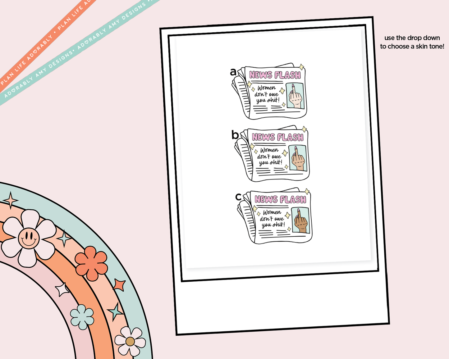 Newsflash! Women Don't Owe You Shit! Typography Sampler Planner Stickers