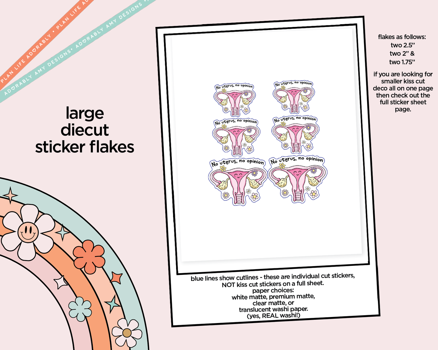 No Uterus No Opinion Typography Sampler Planner Stickers