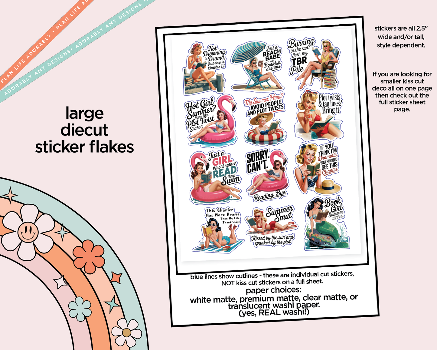 Not Drowning in Drama Typography Sampler Planner Stickers