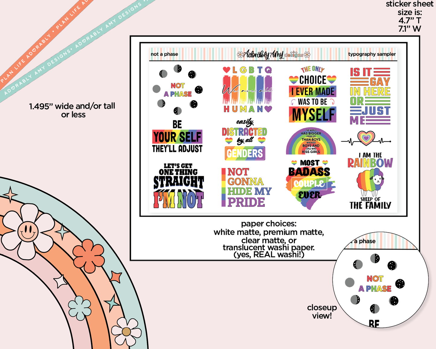 Not a Phase Typography Sampler Planner Stickers