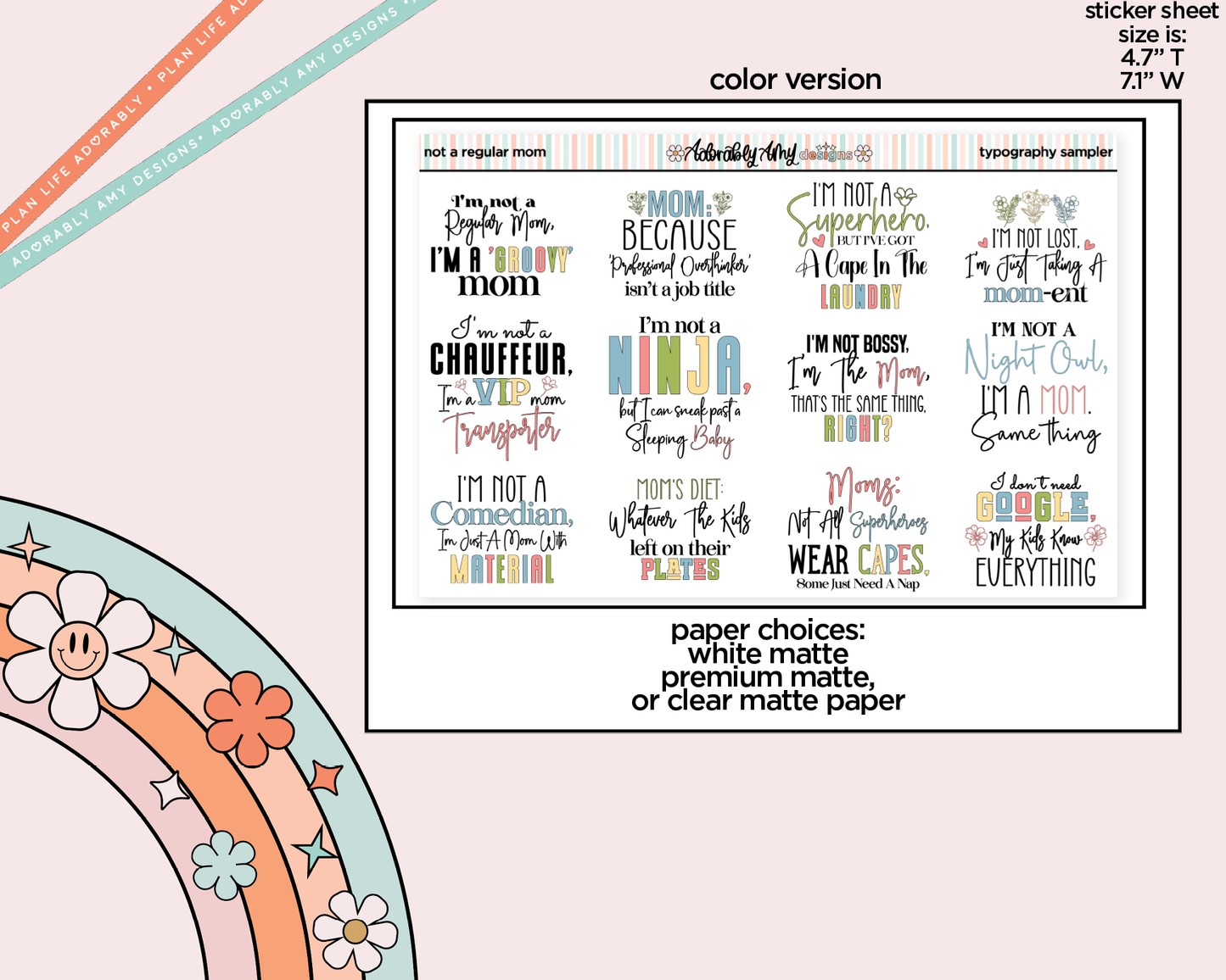 Not a Regular Mom Deco Typography Sampler Planner Stickers