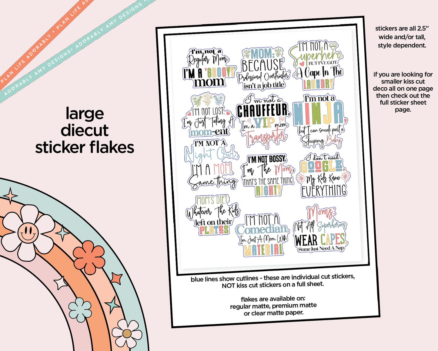 Not a Regular Mom Deco Typography Sampler Planner Stickers