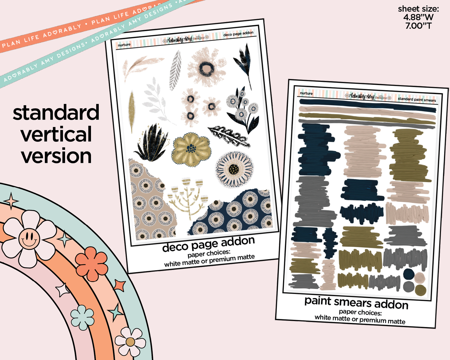 Vertical Nurture Weekly Sticker Kit for Vertical Standard Size Planners or Insert