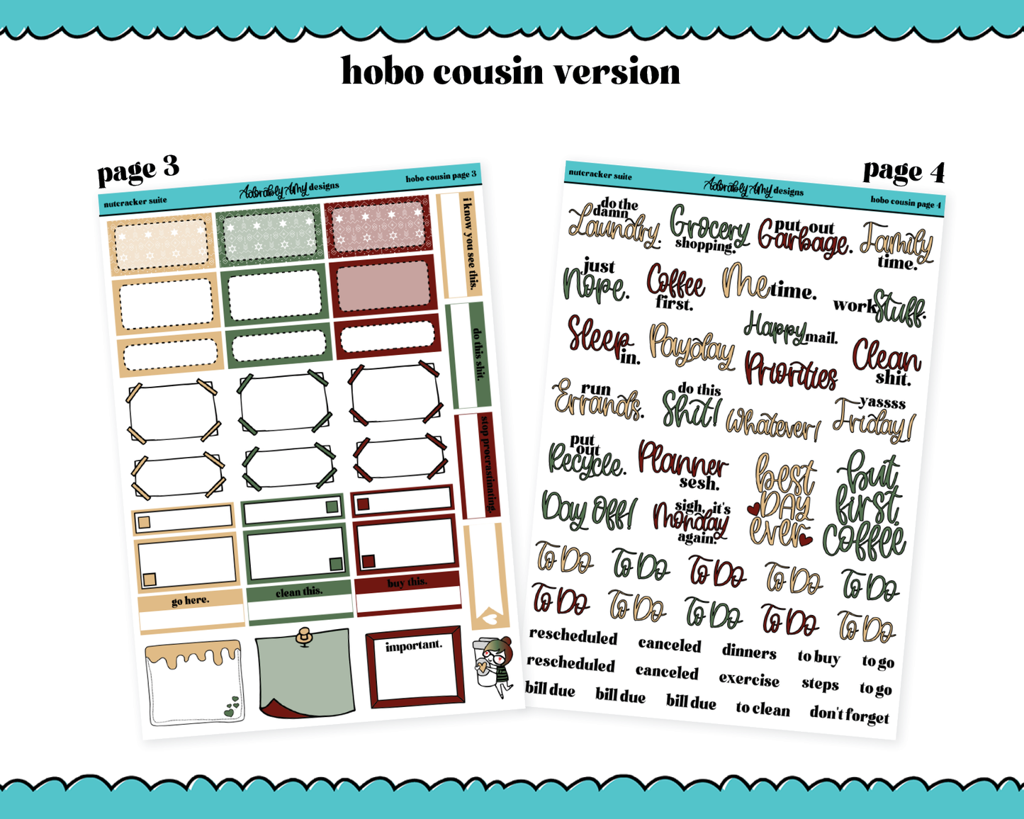 Hobonichi Cousin Weekly Nutcracker Suite Christmas Themed Planner Sticker Kit for Hobo Cousin or Similar Planners
