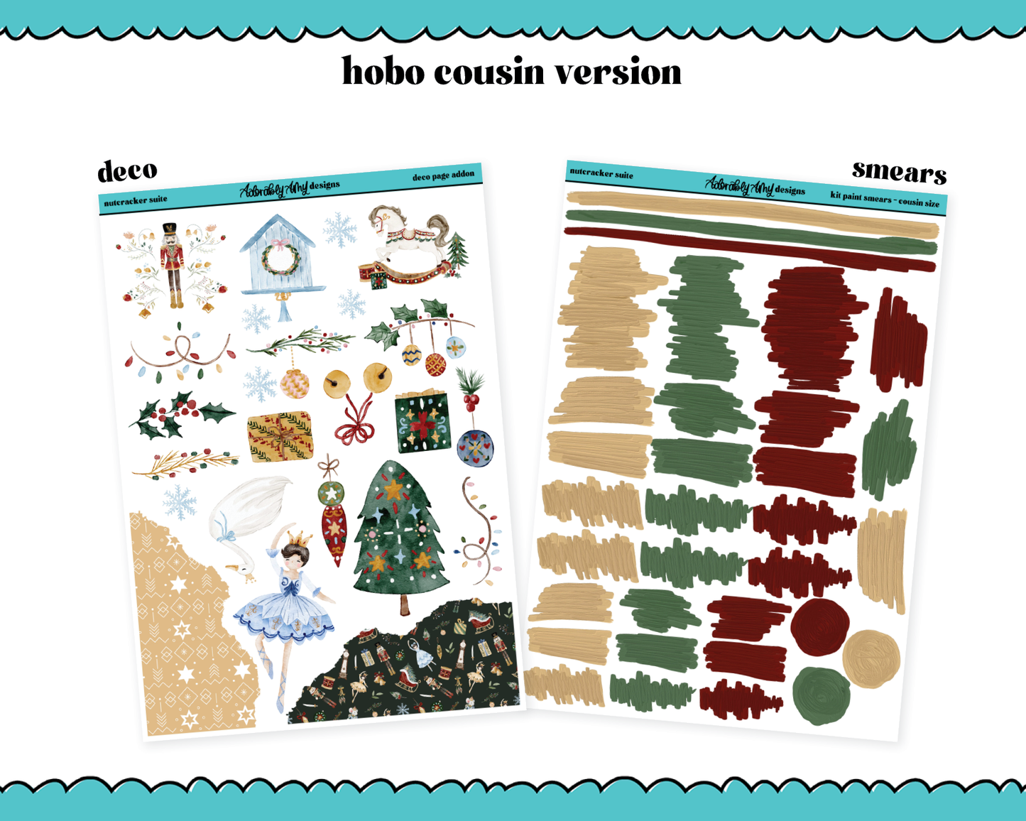 Hobonichi Cousin Weekly Nutcracker Suite Christmas Themed Planner Sticker Kit for Hobo Cousin or Similar Planners