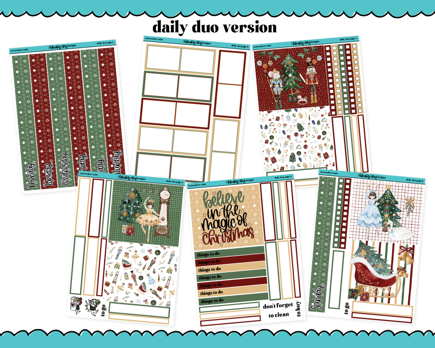 Daily Duo Nutcracker Suite Christmas Themed Weekly Planner Sticker Kit for Daily Duo Planner